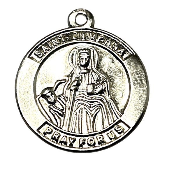 Saint Dymphna Gold Tone Medal. Pre owned Patron Saint of Mental Health - Picture 1 of 3